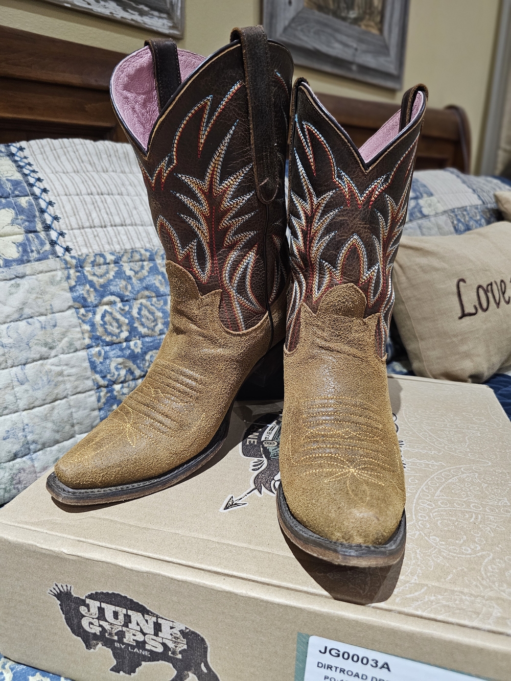 Dirt Road Dreamer Genuine Rough-out  Leather Cowgirl Boots